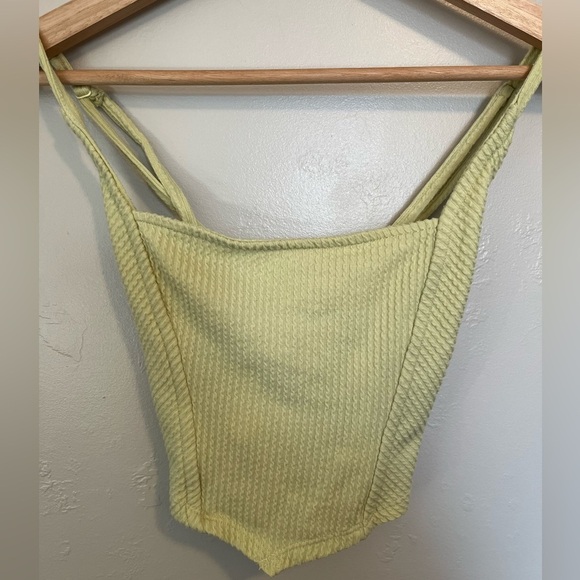Urban Outfitters UO Modern Corset Top Cropped Cross Back Tank Lime Green - Picture 8 of 10